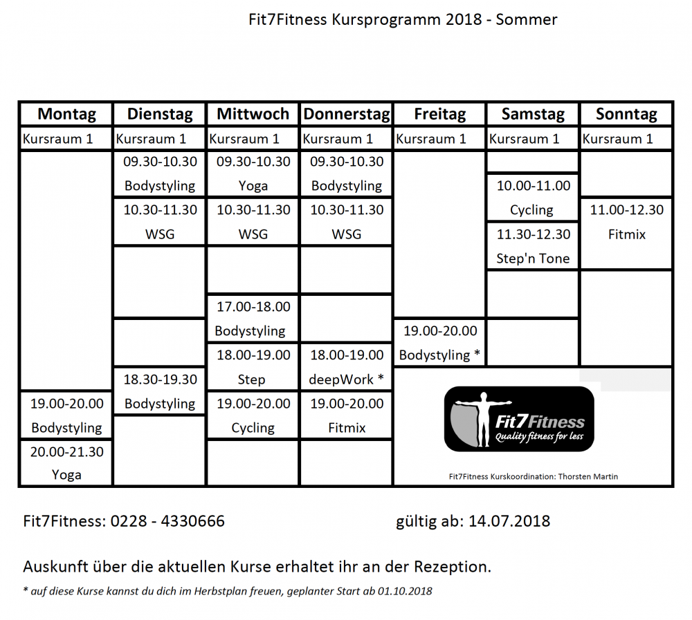 Kursplan Vitalis FitnessVitalis Fitness